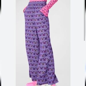 Terez Purple Butterfly Print Flare Pants